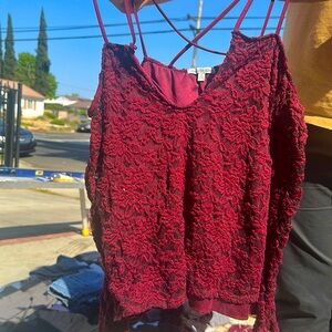 Burgundy Cross Back Top